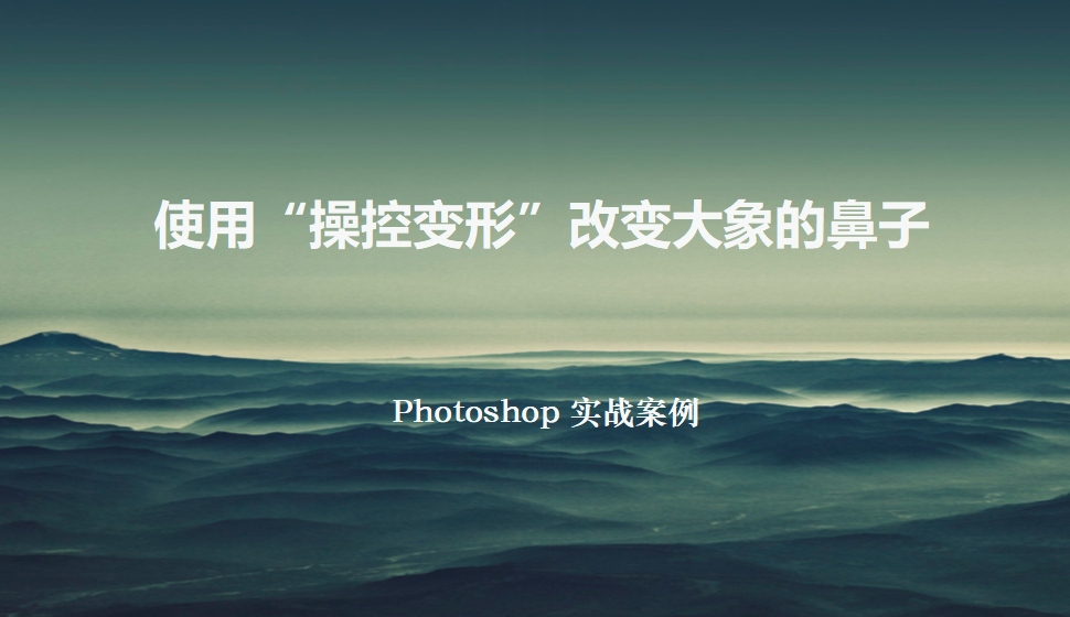 Photoshop 使用“操控變形”改變大象的鼻子